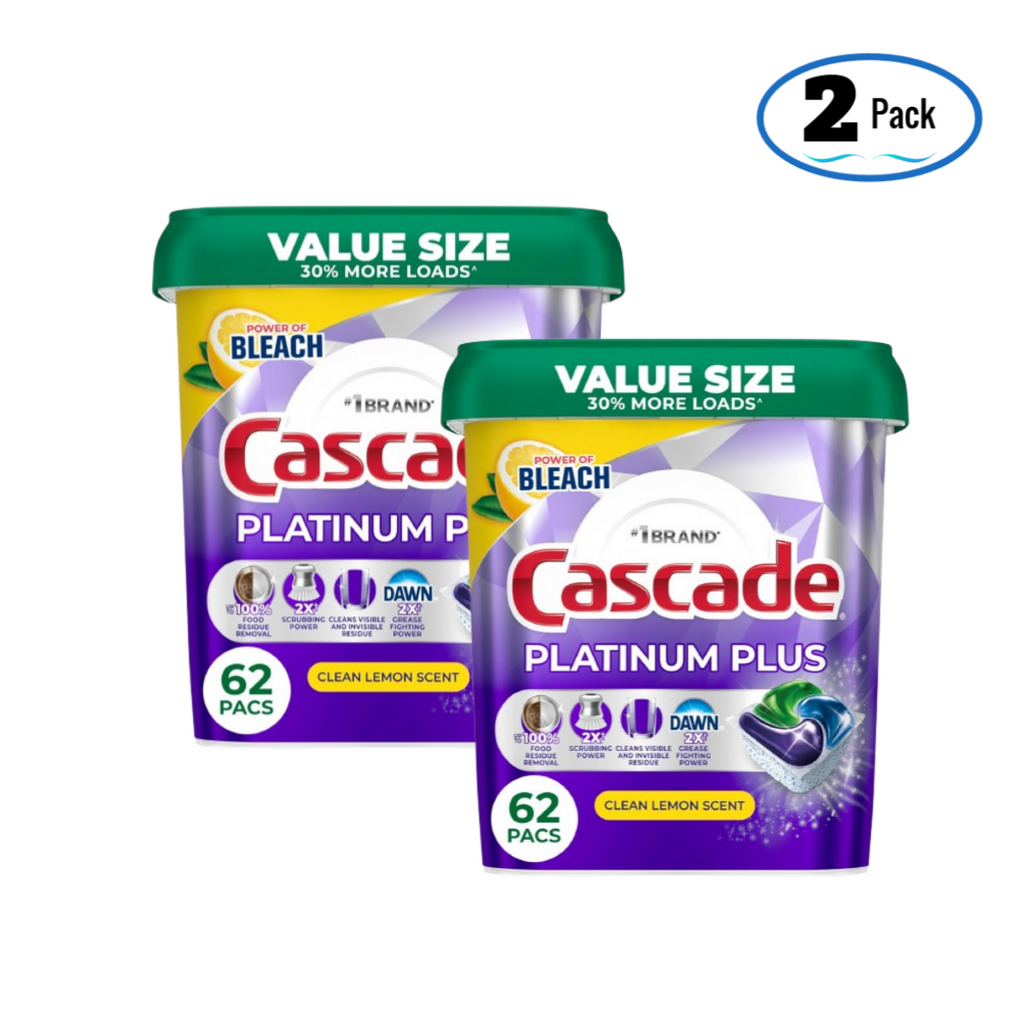 Dishwasher Pods, Dish Detergent Soap, Clean Lemon Scent, 124Count (62Count*2pack)